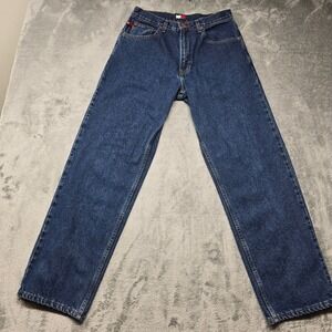 Tommy Hilfiger Straight Fit Jeans Mens 32x32 Dark Wash Y2K Streetwear Logo
